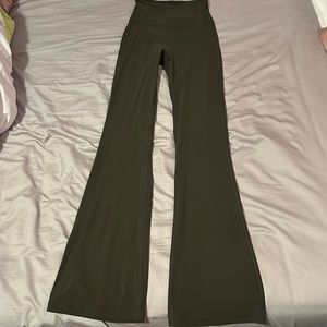Army green Lululemon flare leggings